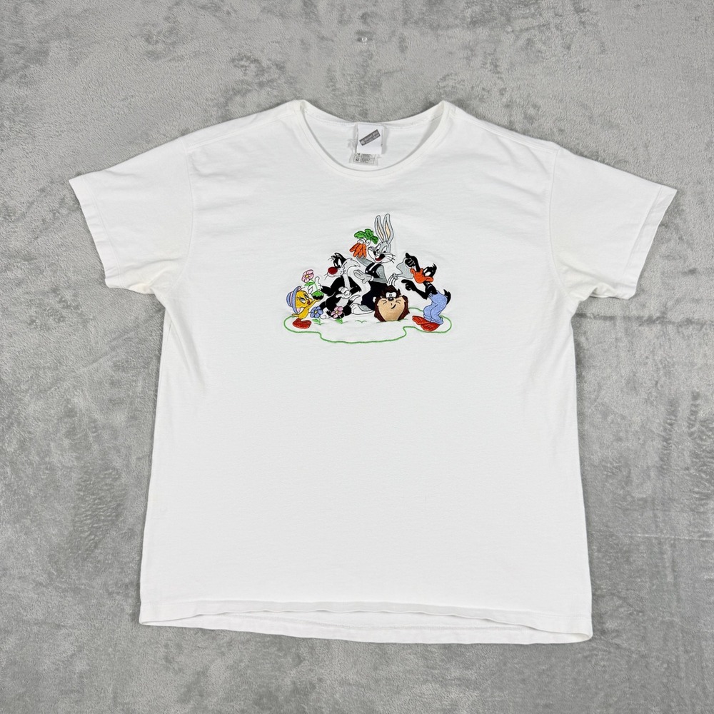 Warner Bros Unisex M T-Shirt 1999 Looney Tunes Gardening White